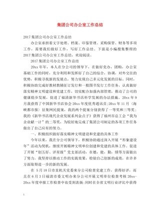 集团公司办公室工作总结 