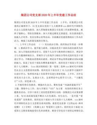 集团公司党支部2020年上半年党建工作总结 (2) 