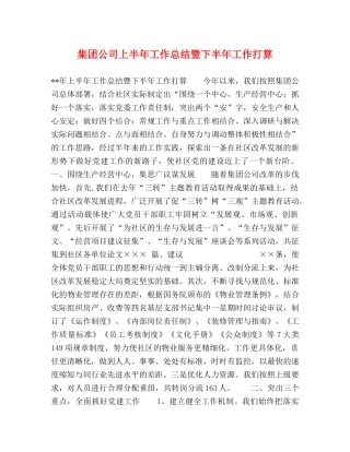 集团公司上半年工作总结暨下半年工作打算 