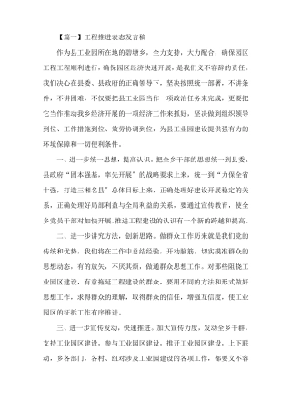项目推进表态发言稿精选