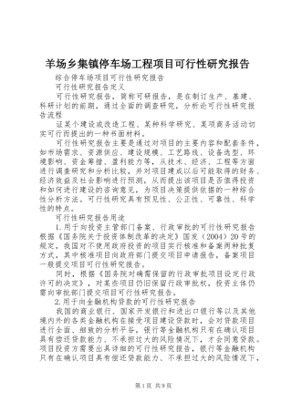 羊场乡集镇停车场工程项目可行性研究报告