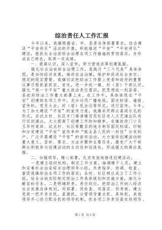 综治责任人工作汇报