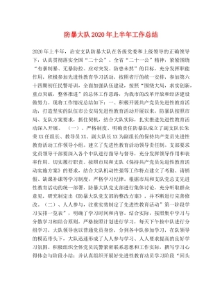 防暴大队2020年上半年工作总结 