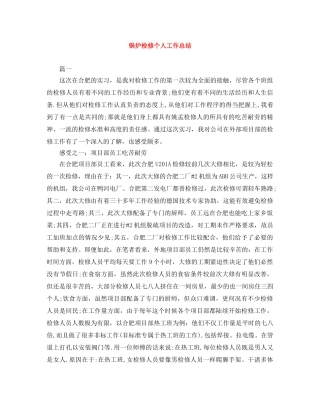 锅炉检修个人工作总结 