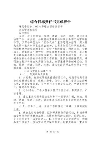 综合目标责任书完成报告