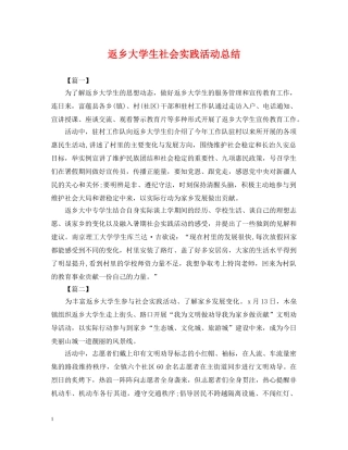 返乡大学生社会实践活动总结 