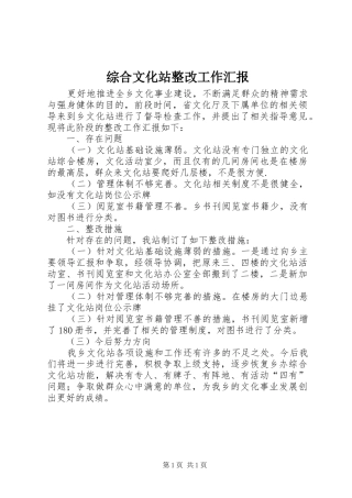 综合文化站整改工作汇报