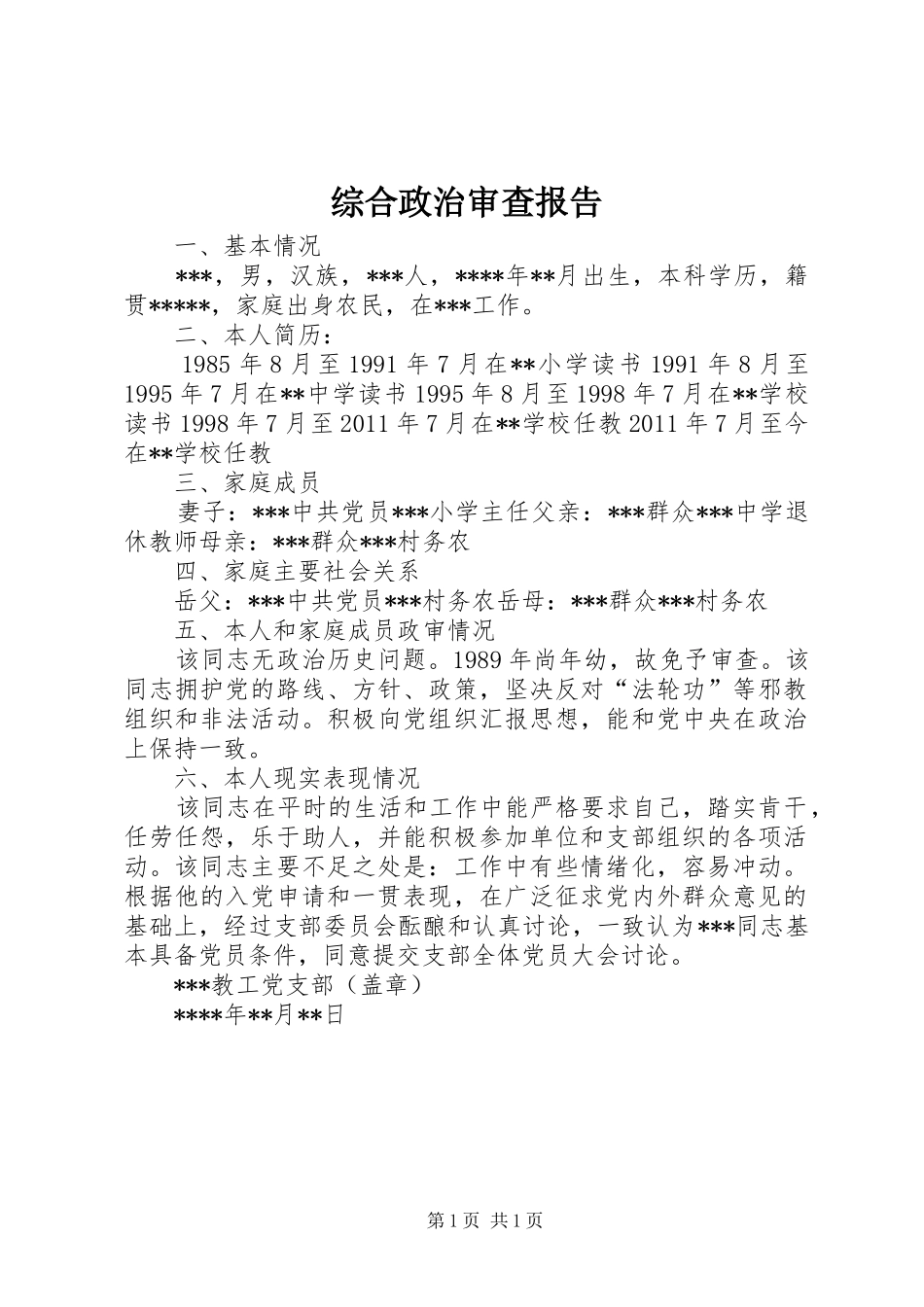 综合政治审查报告_第1页
