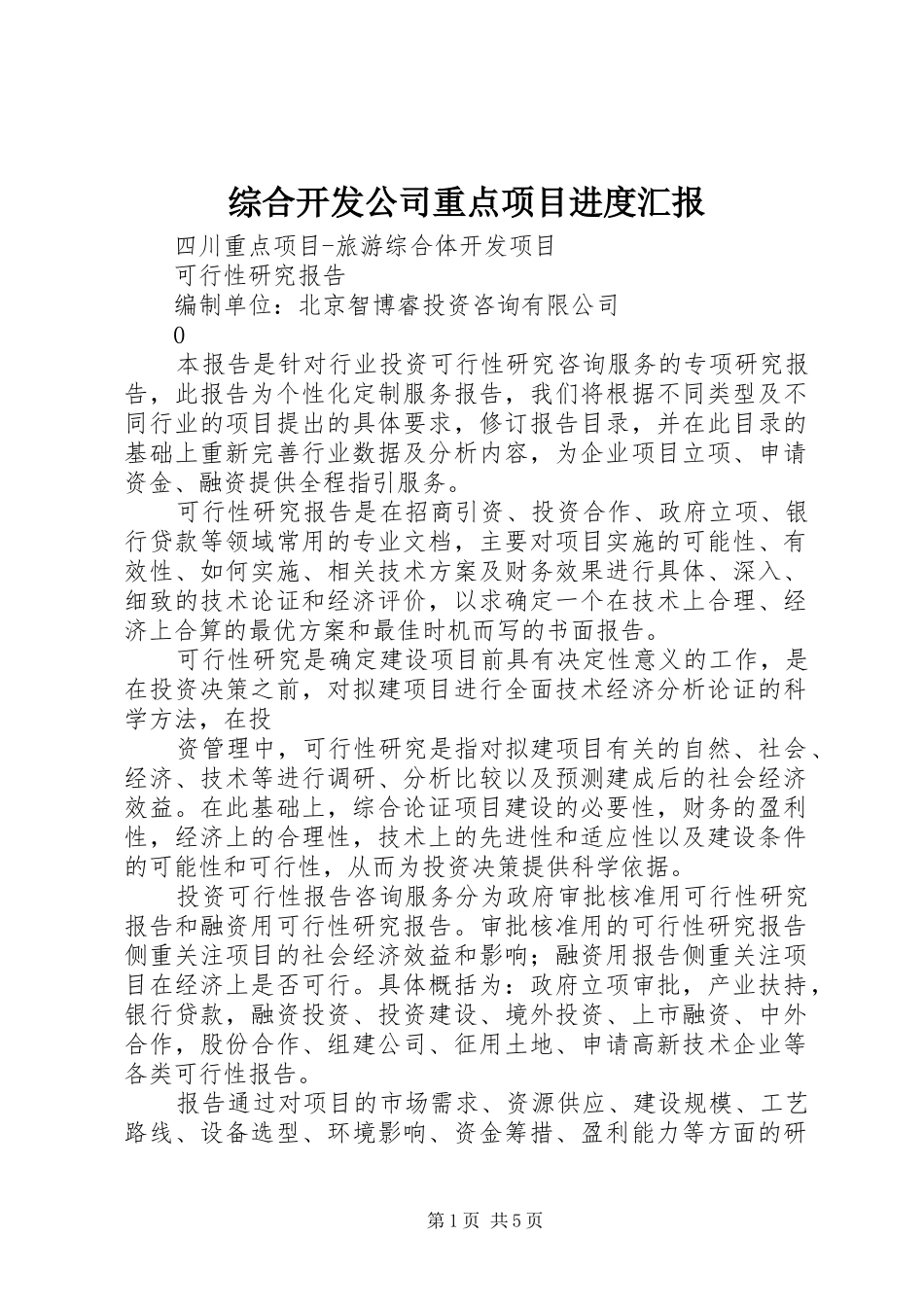 综合开发公司重点项目进度汇报_第1页