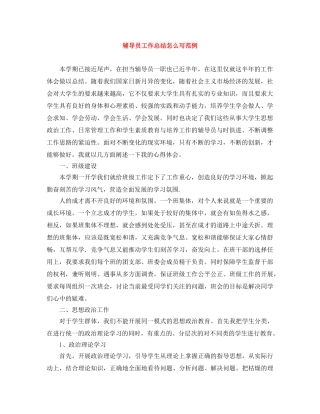 辅导员工作总结怎么写范例 