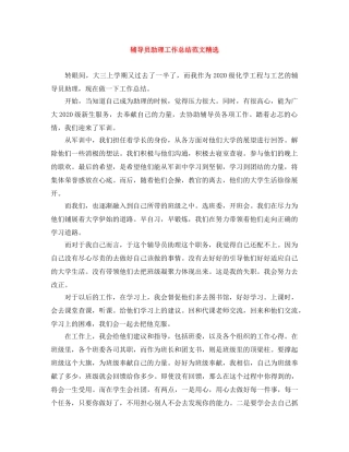 辅导员助理工作总结范文精选 