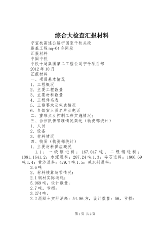 综合大检查汇报材料
