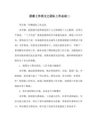 团委工作范文团队工作总结二