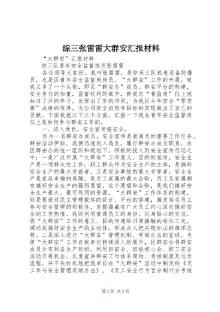 综三张雷雷大群安汇报材料