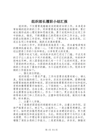 组织部长履职小结汇报