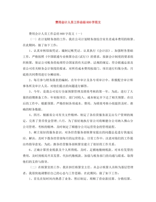 费用会计人员工作总结800字范文 