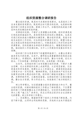 组织资源整合调研报告