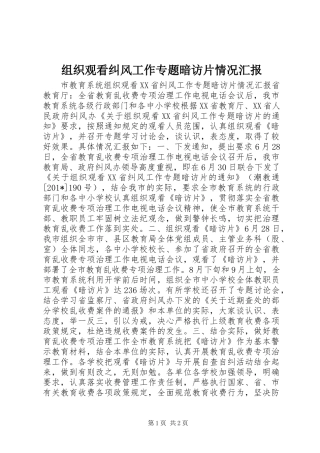 组织观看纠风工作专题暗访片情况汇报