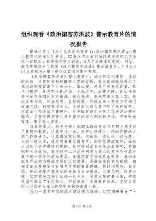 组织观看《政治掮客苏洪波》警示教育片的情况报告