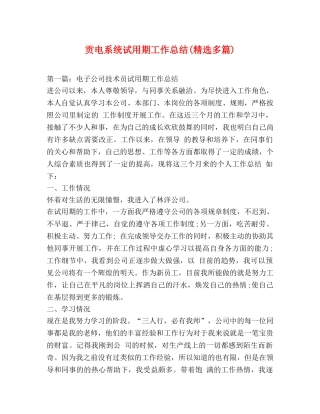 贡电系统试用期工作总结(精选多篇) 