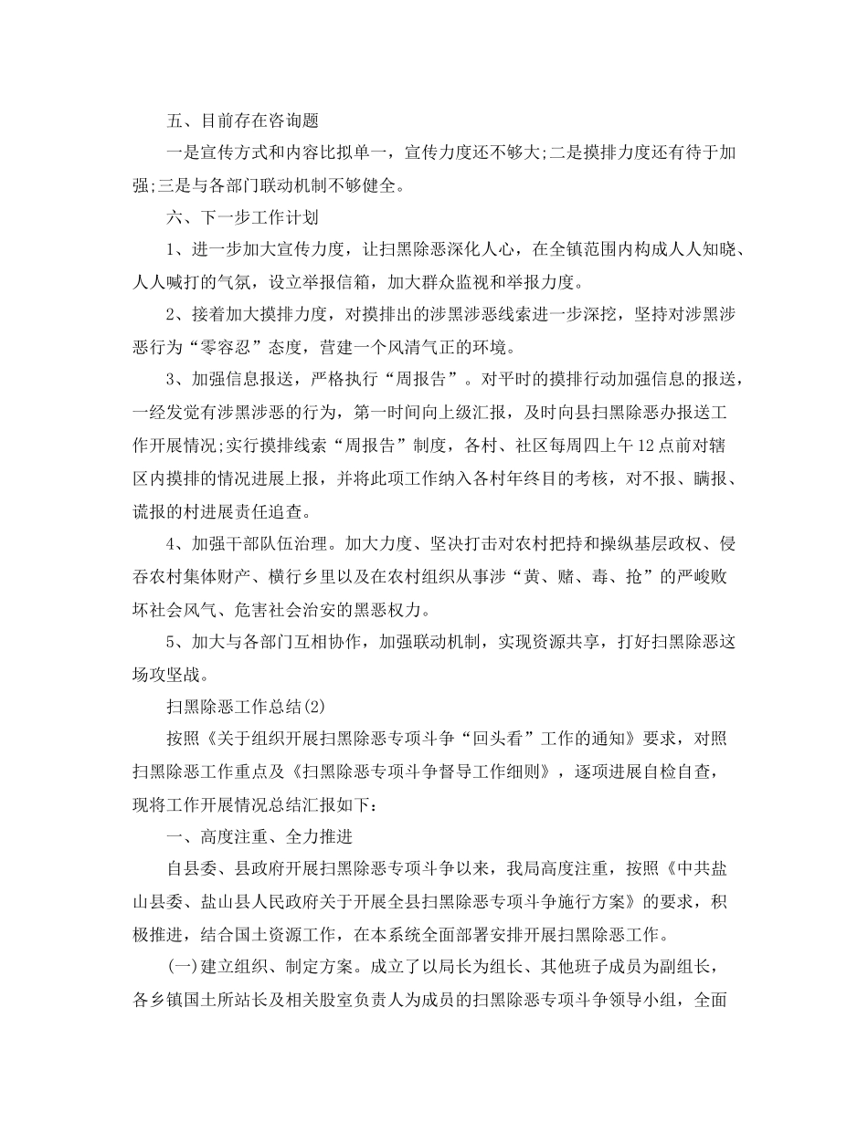 精选扫黑除恶专项工作参考总结范文_第2页