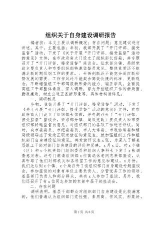 组织关于自身建设调研报告