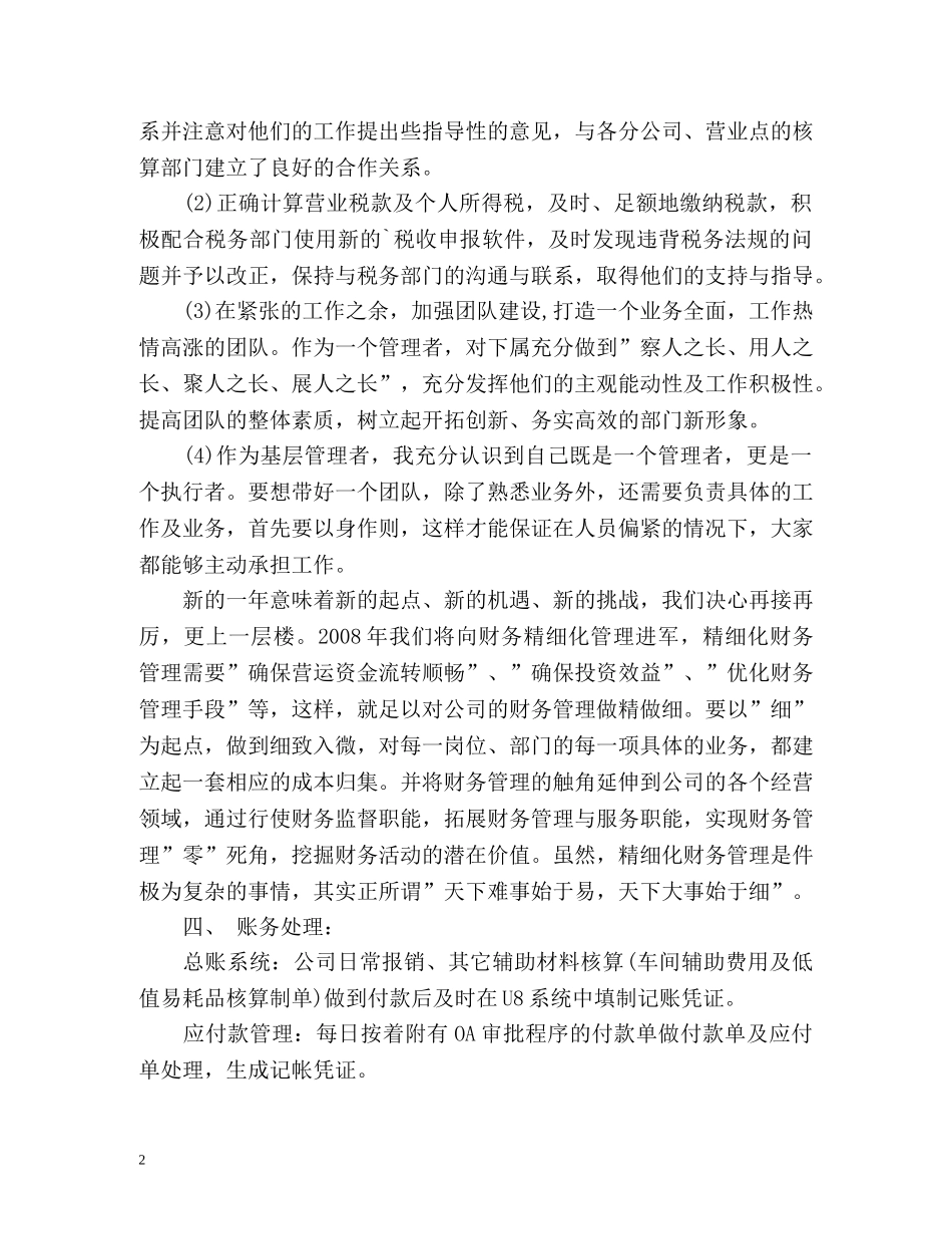 记账员个人工作自我总结 _第2页