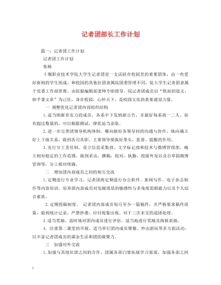 记者团部长工作计划 