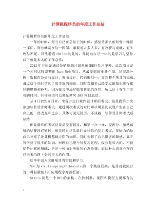 计算机程序员的年度工作总结 
