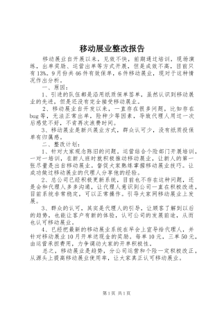 移动展业整改报告