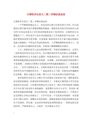 计算机学生的大二第二学期自我总结 