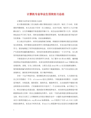 计算机专业毕业生顶岗实习总结 