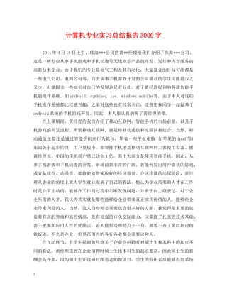 计算机专业实习总结报告3000字 