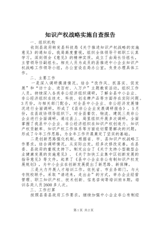 知识产权战略实施自查报告