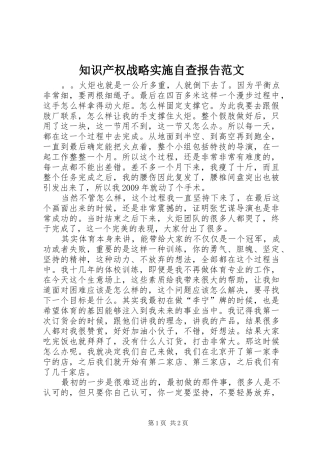 知识产权战略实施自查报告范文