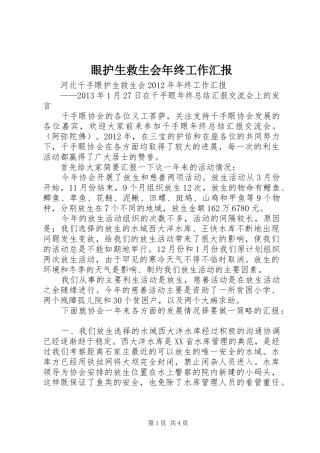 眼护生救生会年终工作汇报
