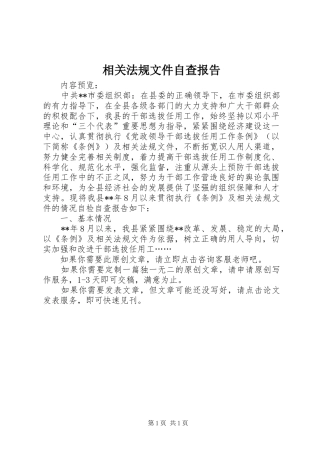 相关法规文件自查报告