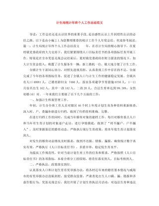 计生局统计年终个人工作总结范文 