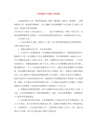 计生协会个人统计工作总结 