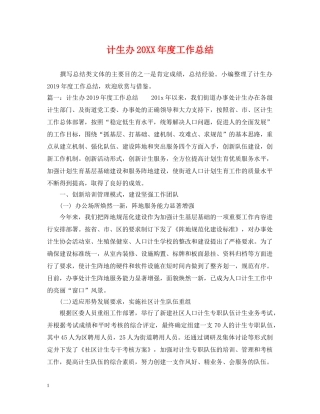 计生办20XX年度工作总结 