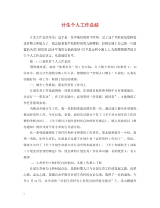 计生个人工作总结2 