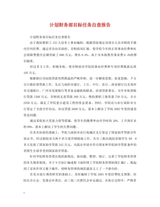 计划财务部目标任务自查报告 