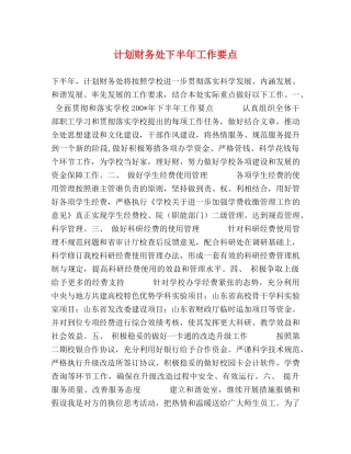计划财务处下半年工作要点 