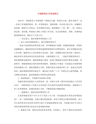 计划财务处工作总结范文 