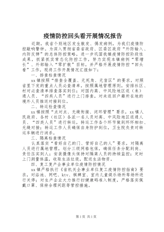 疫情防控回头看开展情况报告