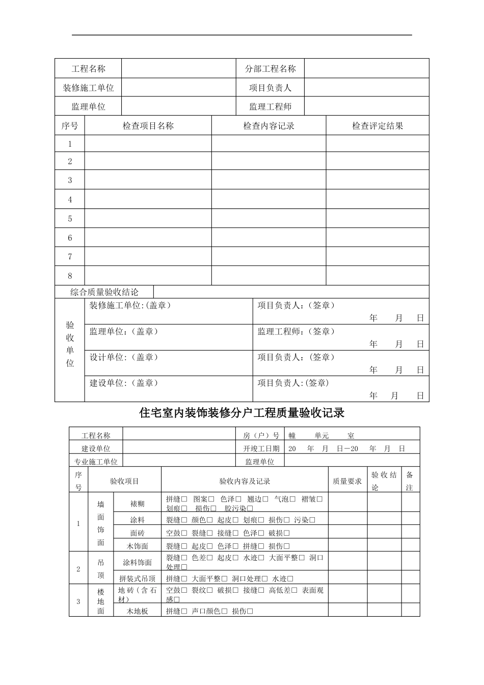 住宅室内装饰装修分户交接验收记录_第2页