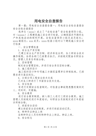用电安全自查报告