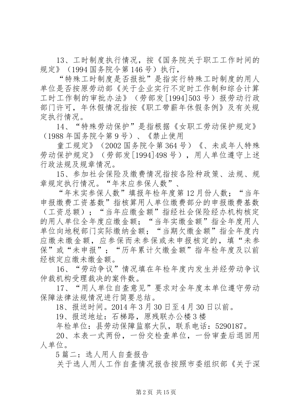 用人单位自查报告_第2页