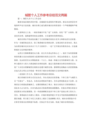 城管个人工作参考总结范文两篇