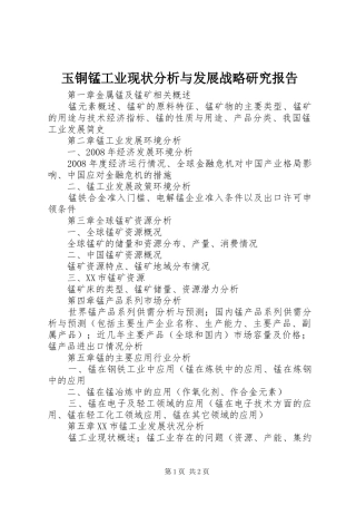 玉铜锰工业现状分析与发展战略研究报告